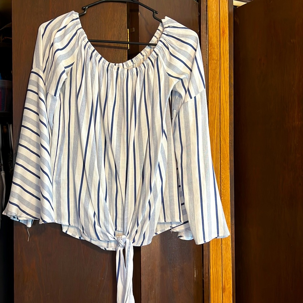 Bell sleeve off shoulder top